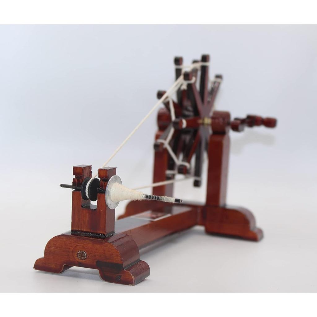 Handcrafted Gandhiji Wooden Mini Charkha Spin Wheel Showpiece | Handmade Wooden Charka for Home Décor, Office Desk, Table |