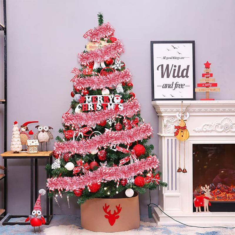 2m Rot Weiß Weihnachts Zuckerstange Streamer Weihnachtsbaum Girlanden Ornamente Natal Frohe Weihnachten Deko