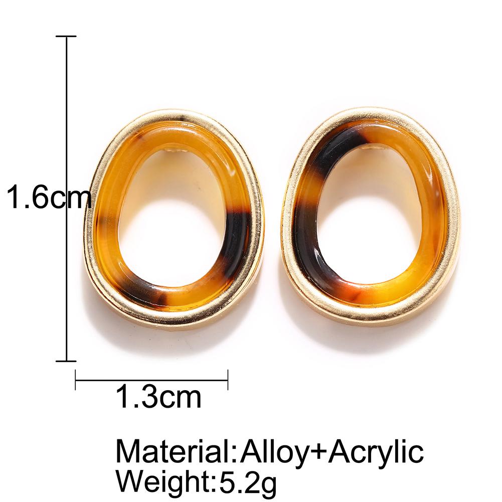 Women Retro Punk Style Simplicity Acrylic Hollowed-out Circle Leopard-print Earrings