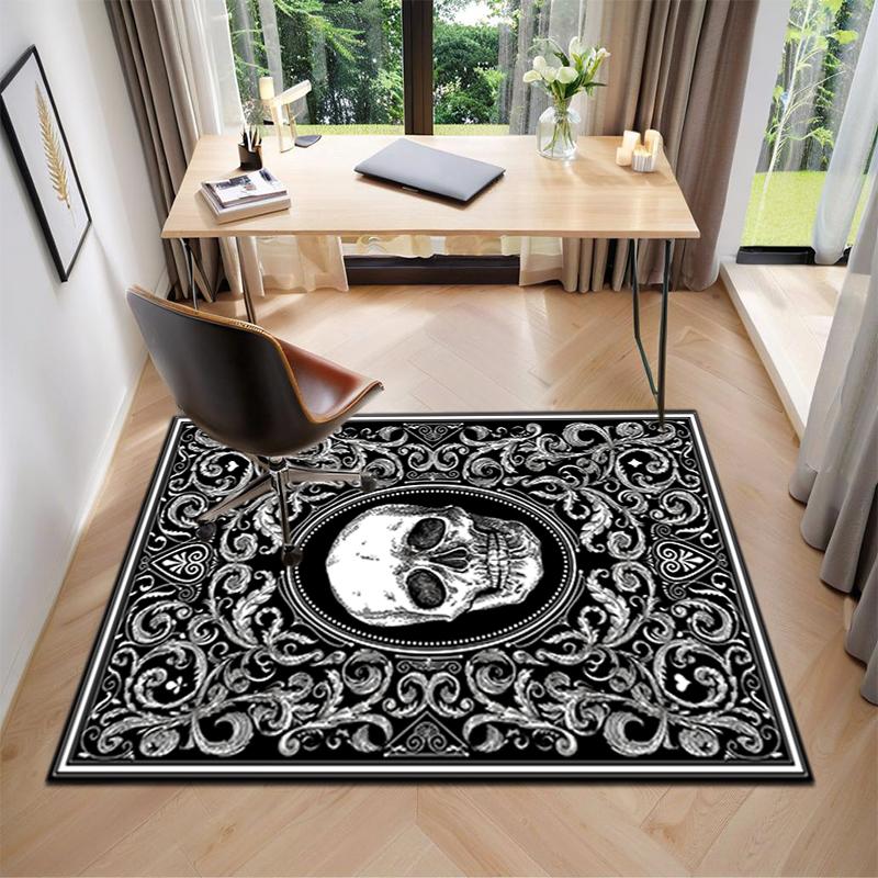 Tappeto Tappetino Stampato con Motivo Teschio Dark Gothic per Soggiorno Camera da Letto Casa Decorazione Divano, Tappetino Antiscivolo