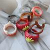 Süßer Erdbeer-Fruchtring Handgezeichnet Bunt U-förmiges Zahndesign Schmuck Acryl Kunststoff Knöchelringe Zubehör Geschenk