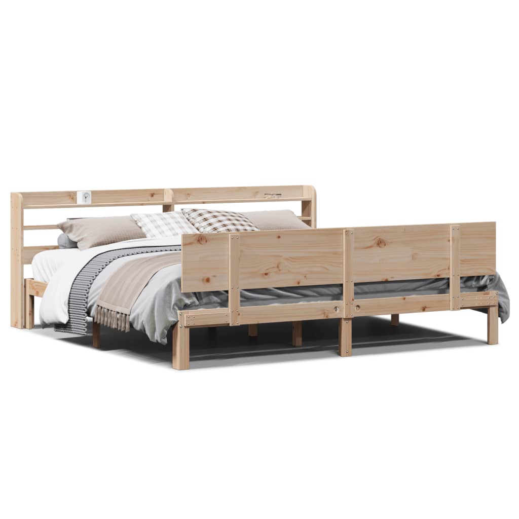 Bed Frame with Headboard without Mattress 200 x 200 cm