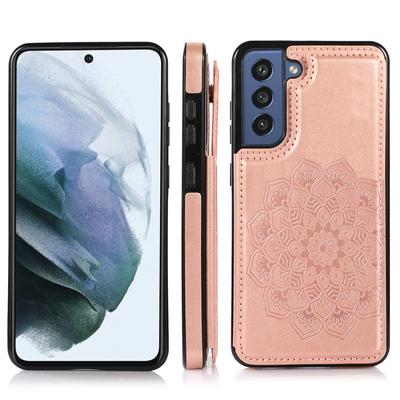 Flipové kožené pouzdro na peněženku s mandalou a květy pro Samsung Galaxy S23 S21 FE S24 S22 Ultra Plus A53 A73 A14 A54 s držákem na kreditní karty