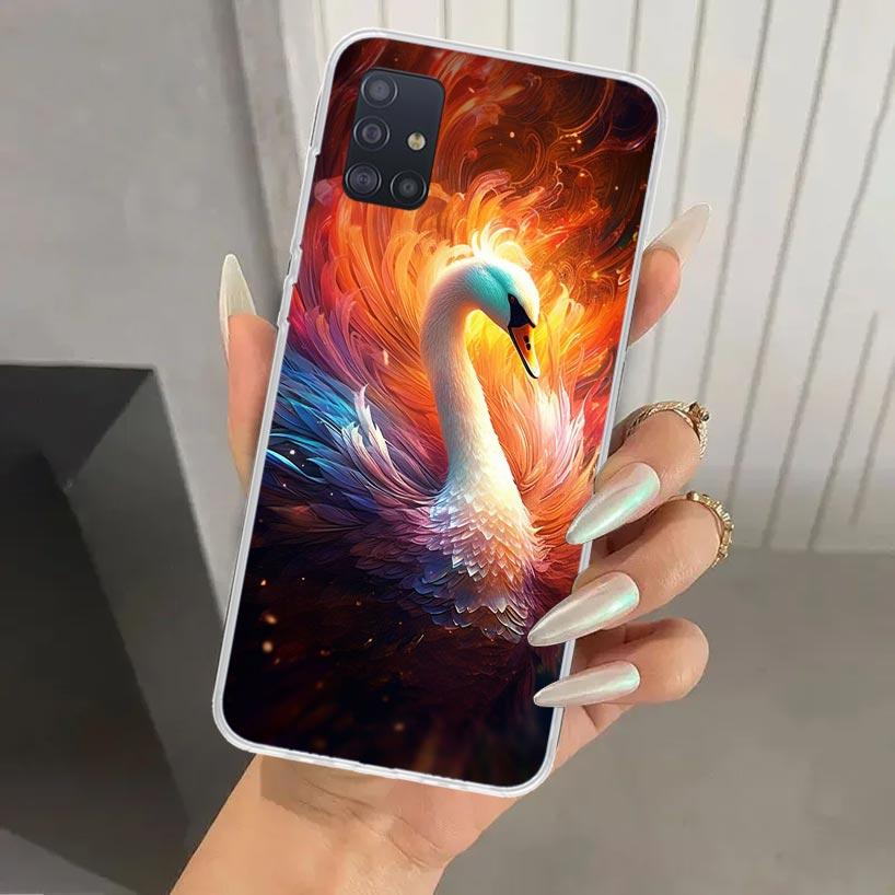 White Swan Grace Art Phone Case for Samsung Galaxy A52 A32 A22 A12 A02S A50S A30S A10S Note 20 Ultra 10 Plus S10 A31 A20 A71 A72