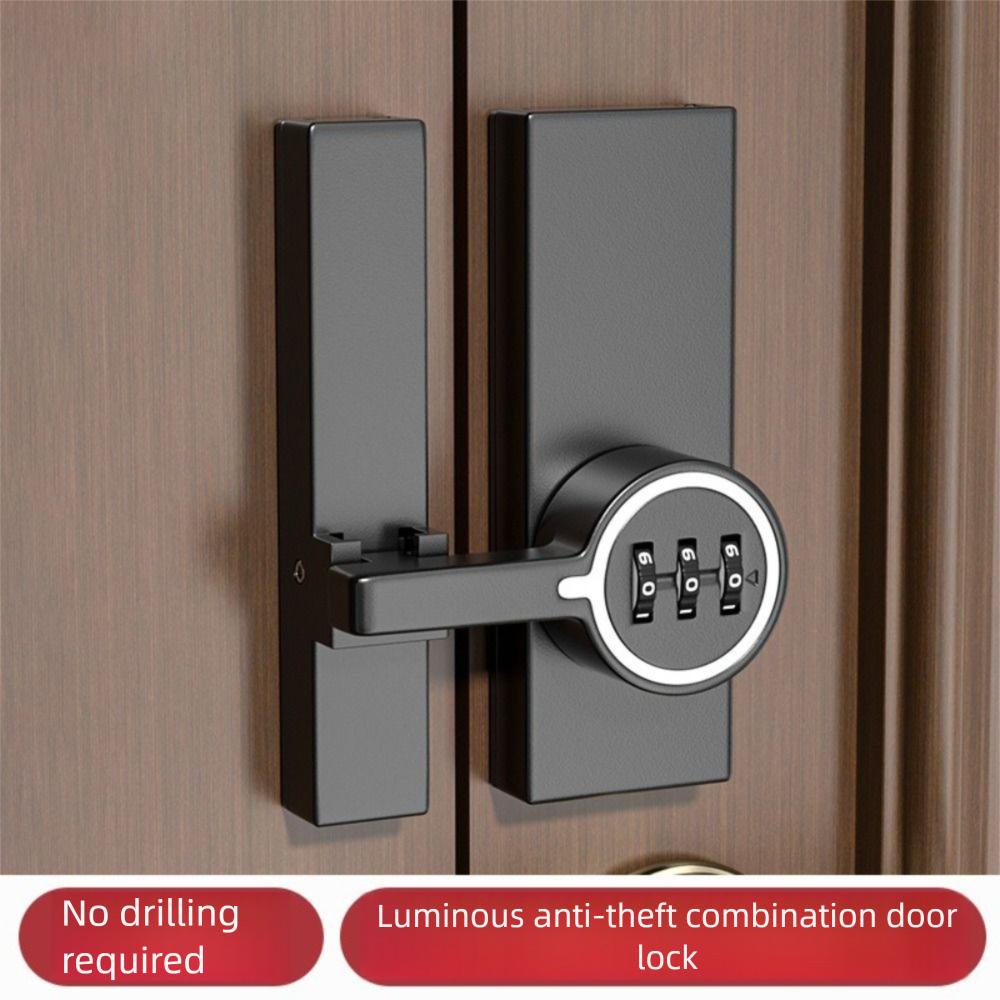 New Zinc Alloy Password Door Lock 3-Digit Password Luminous Barn Door Lock 180 Degree Durable Security Door Buckle Storage Room