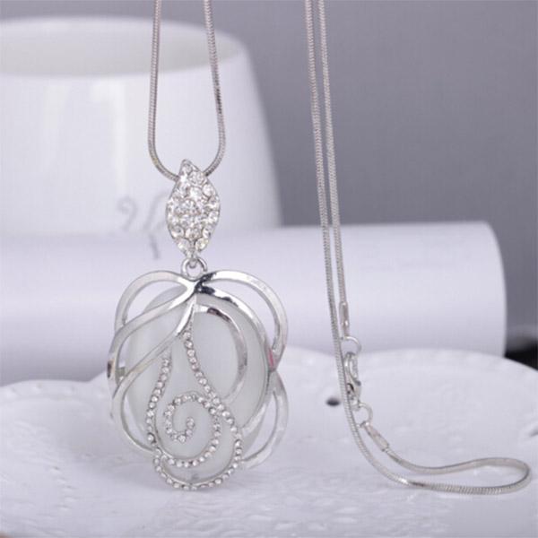 Chain Long Sweater Rose Shaped Necklace Jewelry Ladies Accessories Pendant Gift