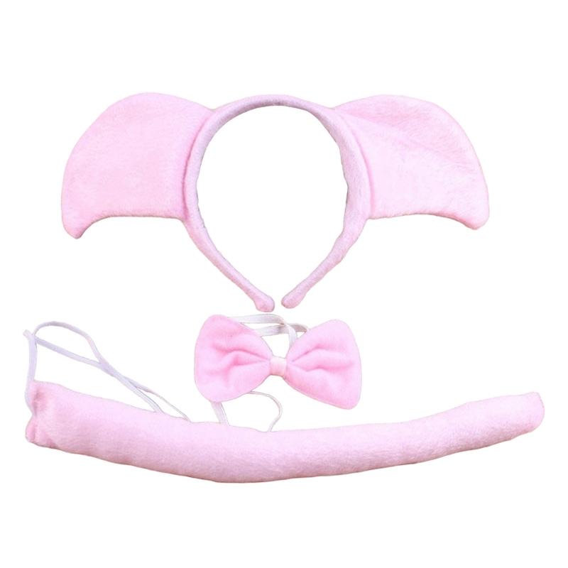 

Cartoon Animal Cosplay Outfit Animal Ear Headband Long Tail Bowtie Adult Child Halloween Party Dress Up Decors 1