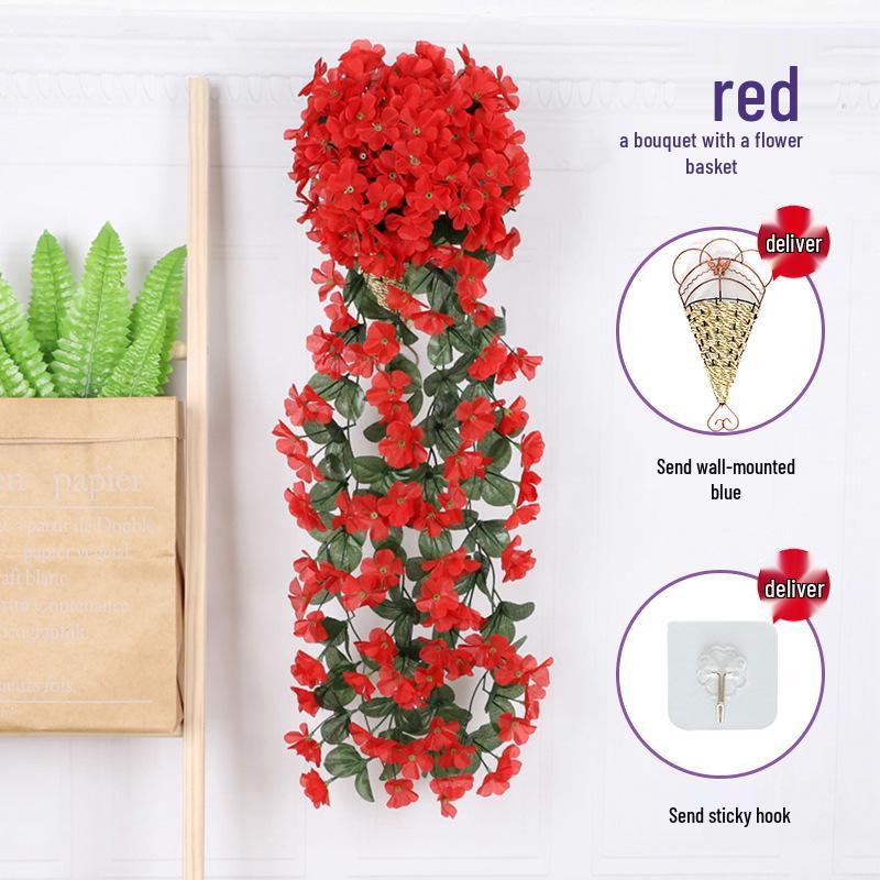 Artificial Violet Flower Vine - Silk Rose Hanging Decor for Weddings and Walls