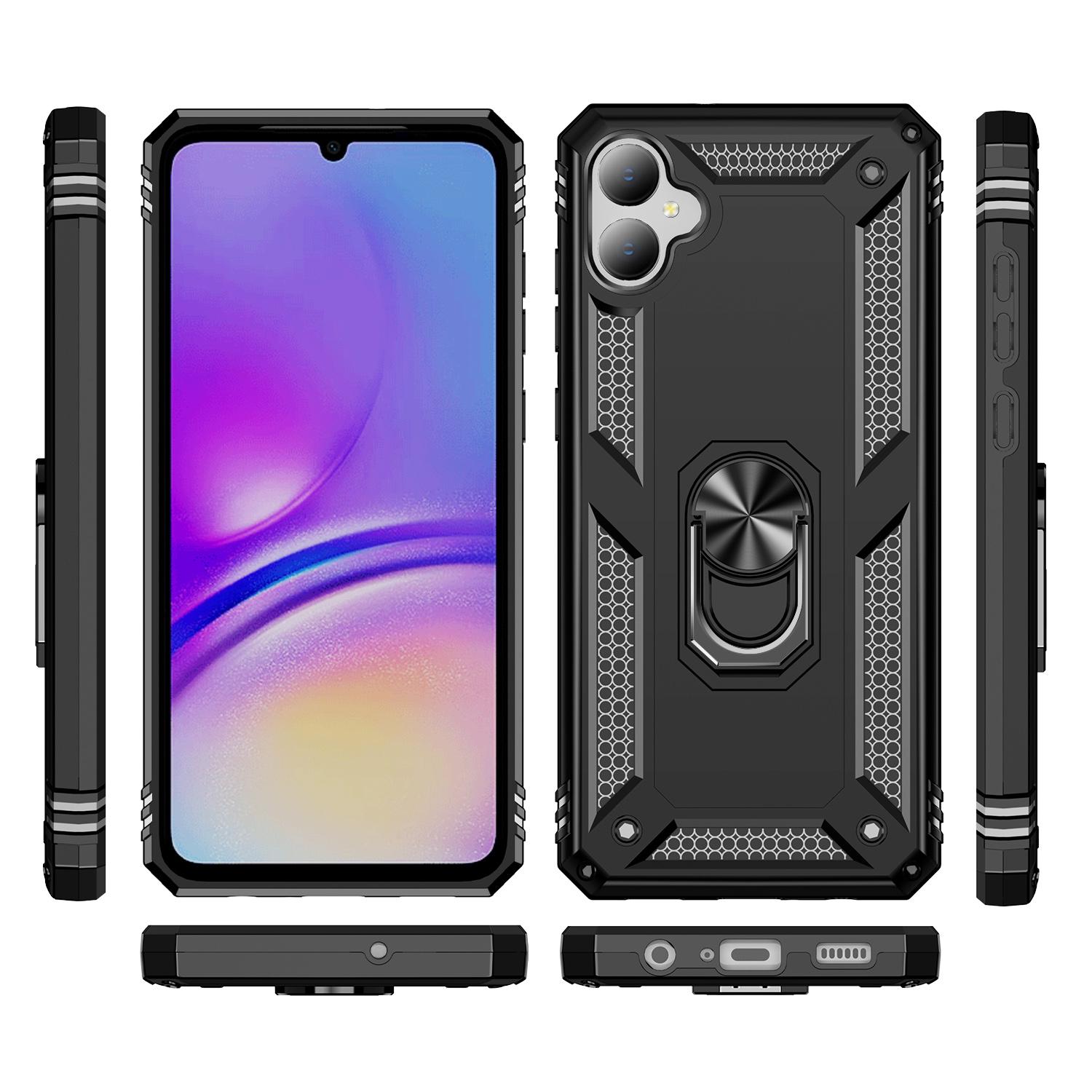 

For Samsung Galaxy A05 4G Case Ring Kickstand TPU+PC Drop-proof Phone Cover Silver
