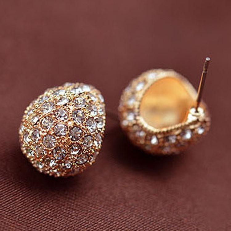 Degree Silver Crescent Water Drop Ear Studs - Korean Style Fashionable Earrings золотой