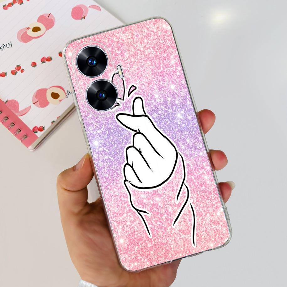 For Realme C55 4G Case 2023 Phone Cover Beautiful Flower Painted Soft Funda Clear Coque For Realme C55 2023 Bumper RealmeC55 Bag