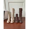 Cowhide~ Autumn and winter tall boots, genuine leather, two wear removable retro high-heeled boots, thick-soled thick-heeled trousers, women's boots