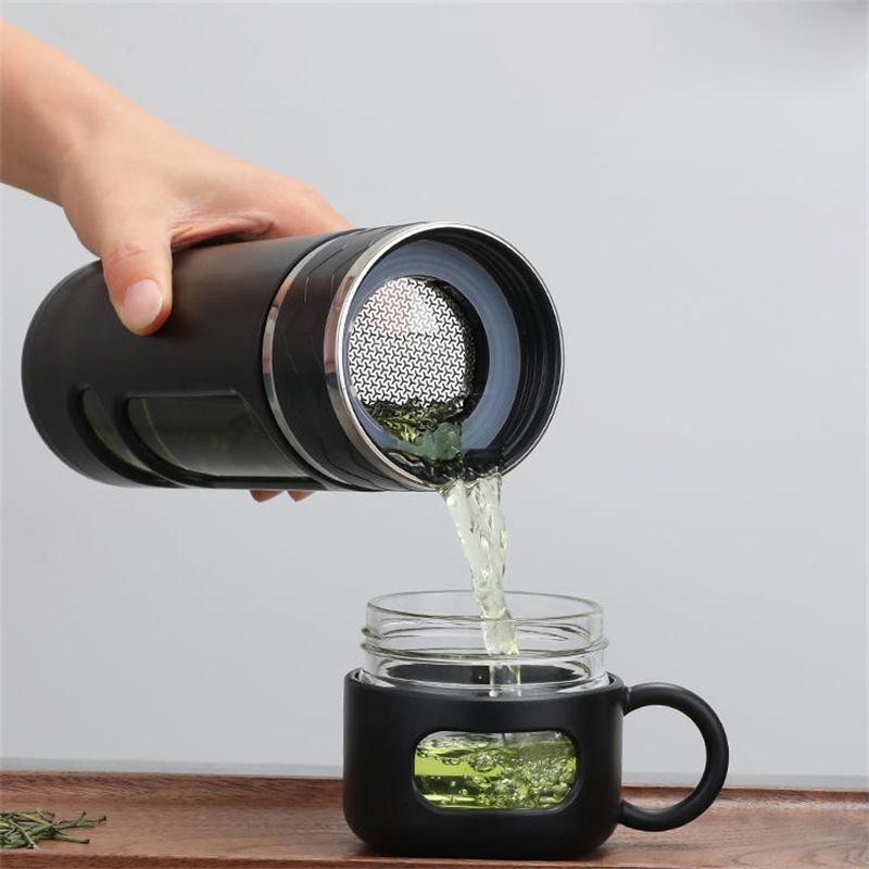 520ML Tea Water Bottle With Tea Filter High Borosilicate Glass Tea Water Separation Water Cup Portable Filtering Bottle Tumbler