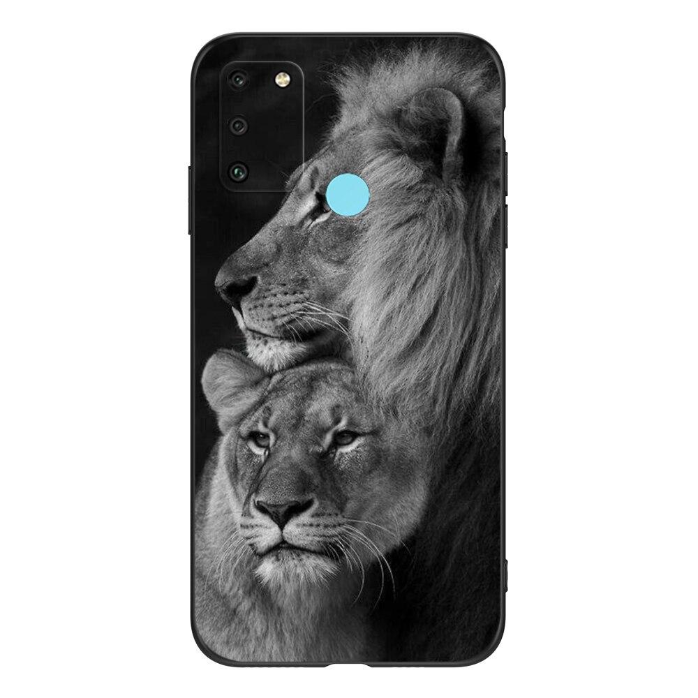 For HONOR 9A Case 6.3" Soft Silicon Phone Cover On Huawei Honor 9A 9 A MOA-LX9N Funda Black Tpu Case Lion Wolf Tiger Dragon
