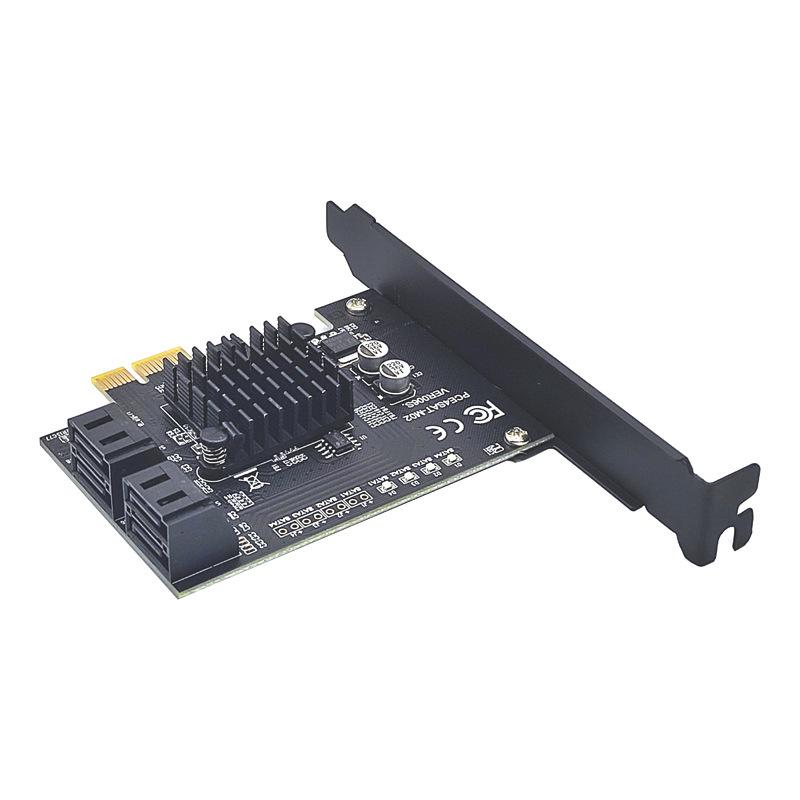 PCI-E to SATA 3.0 Expansion Card 4-Port/6-Port 6Gbps Adapter for IPFS and Chia with 88SE9215 Chip.