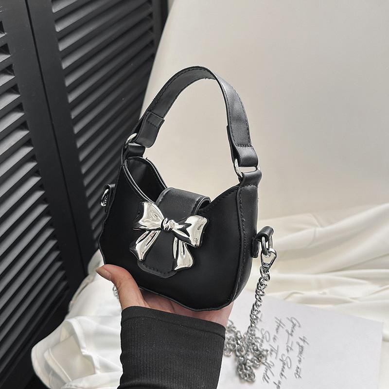 Stylish Mini Square Bag With Butterfly Bow For Women 2024 Summer Trendy Pu Material чёрный
