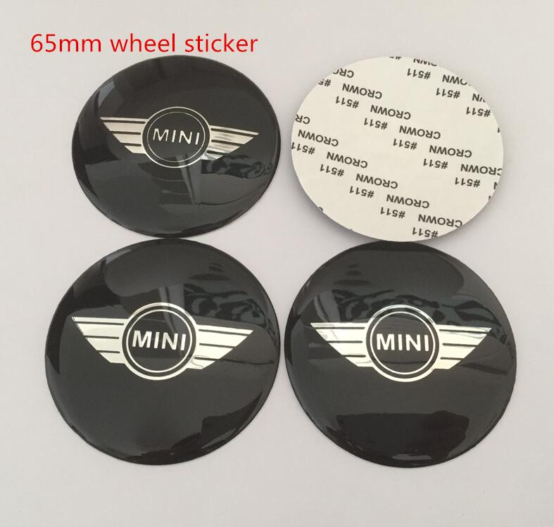 4 piezas 65 mm 68 mm para emblema de coche MINI Tapacubos centrales de rueda Cubiertas de insignia Pegatina Calcomanía Accesorios de estilo