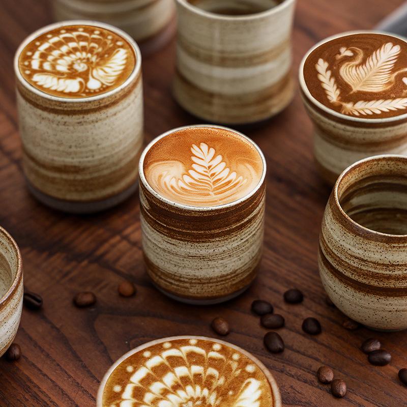 Retro Ceramic Coffee Cup Hand Brewed American Latte Latte Flower Cup Coarse Pottery Water Cup Creative Teacup