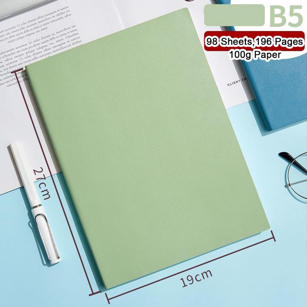A5/B5 Soft Leather Study Notebook, Lined Pages, Business Meeting Record Book, Notepad, Student Diary, 98 Sheets, 196 Pages