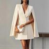 Einfarbiges doppelreihiges Schalkragen-Umhang-Blazer-Kleid für Damen, Herbst-Freizeit-Pendlerkleid, Europäischer Amerikanischer Stil