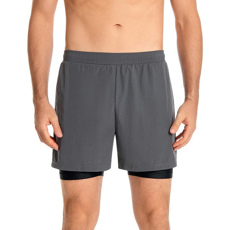 Men s Faux Two-Piece Quick-Dry Swim Trunks L