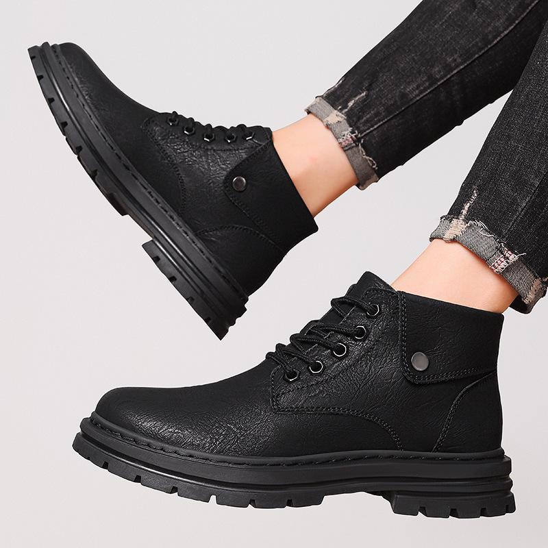Men's Large Size High-Top Martin Boots - British Style, Plush Lined, Warm Snow Boots
