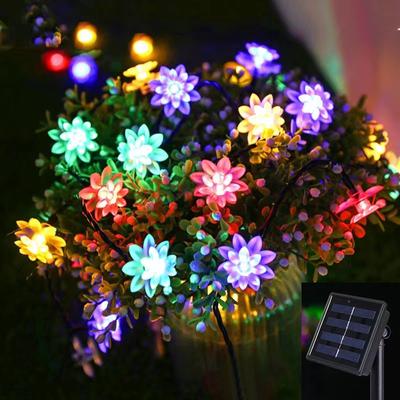 7 Colors Solar String Lights Outdoor  Lotus Flower Lamp 100/50/20LED String Christmas Decorative Light Lamp Garden Party Decor
