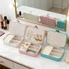 Tragbare Schmuckschatulle mit mehreren Fächern und Samtfutter - Reisefreundlicher rosa Schmuckorganizer für Accessoires