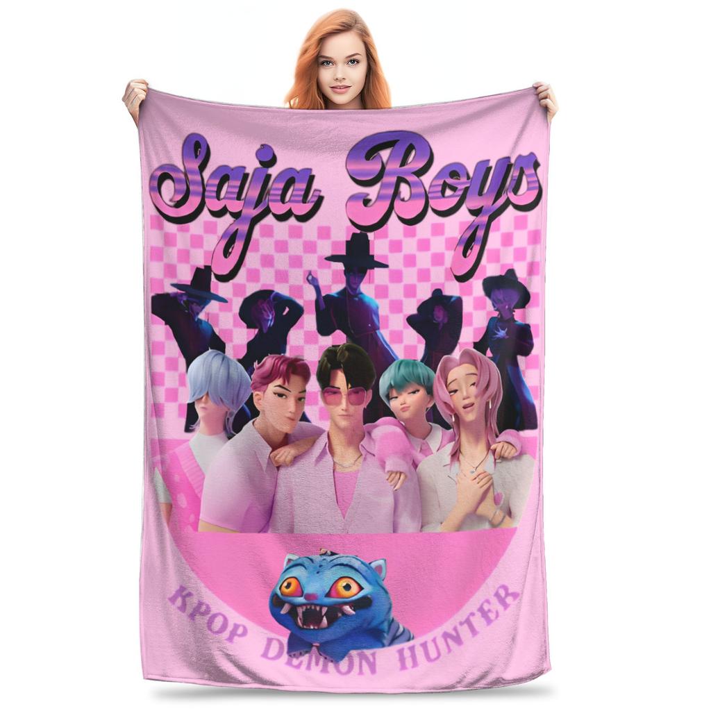 Kpop Lovci démonů Zoey Huntrix Přikrývky Plyšová z korálového rouna Super měkká přehozová deka na postel, pohovku, do ložnice, prošívaná