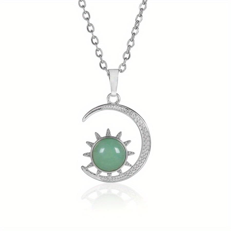 Natural Crystal Stone Inlaid Sun Moon Pendant Amethyst Rose Quartz Classic Charm Necklace Jewelry Necklace Jewelry for Women