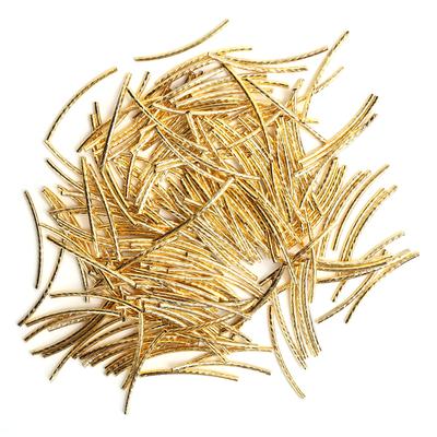 200Pcs Curved Noodle Tube Spacer Beads Long Sleek Twist DIY Jewelry Making AccessoriesGold