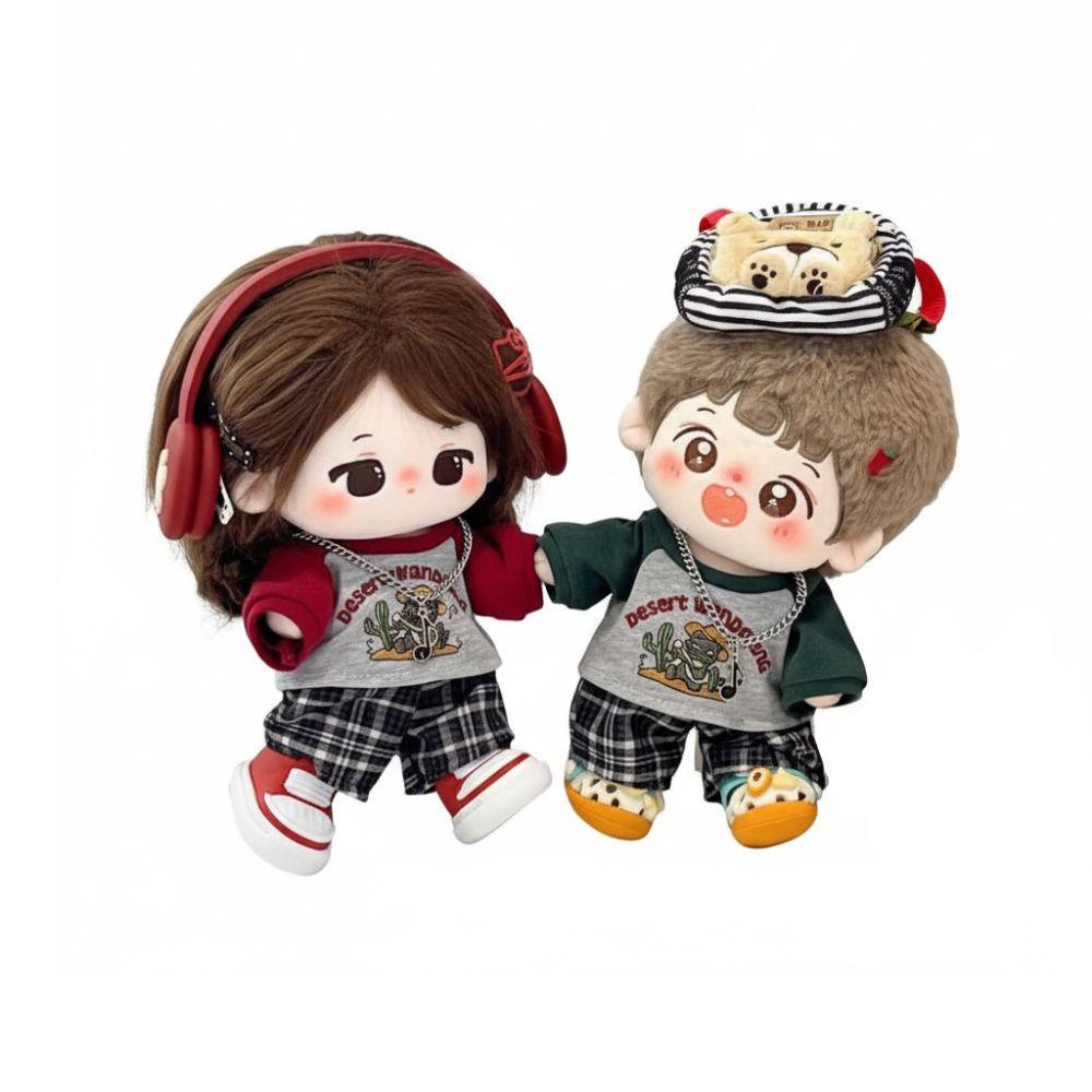 20Cm Cotton Doll Clothes T-Shirt Shorts Set With Necklace Cute Lovely Doll Suit Dress Up Diy Doll Accessories Kids Toys
