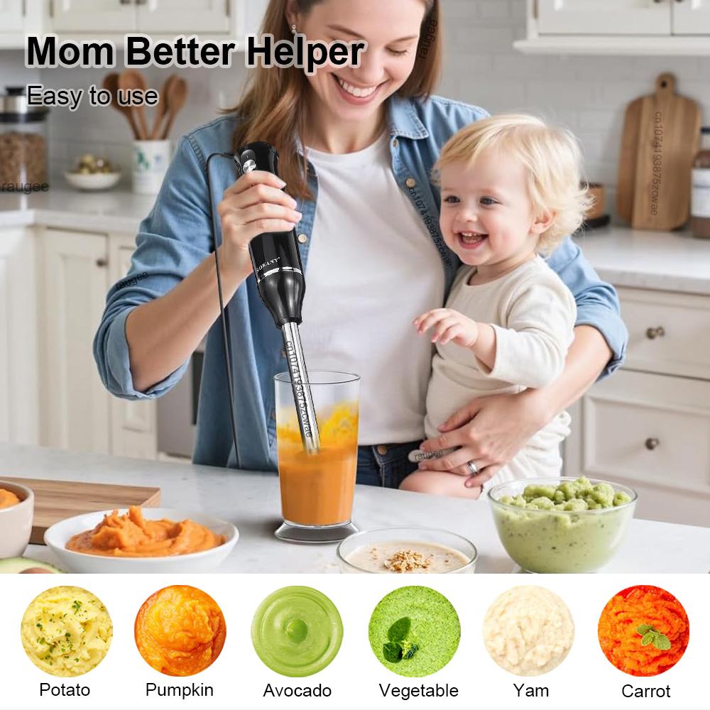 Electric Blender Handheld Meat Vegetable Rotary Mixer 4 in 1 Smoothies Whisk Machine Kitchen Immersion Blender Food Chopper