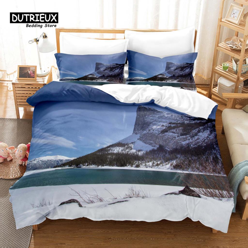 

Постельный комплект «Снежная сцена», 3 предмета, комплект пододеяльника, мягкий, удобный, дышащий пододеяльник, для декора спальни, гостевой комнаты EU single(135x200cm)