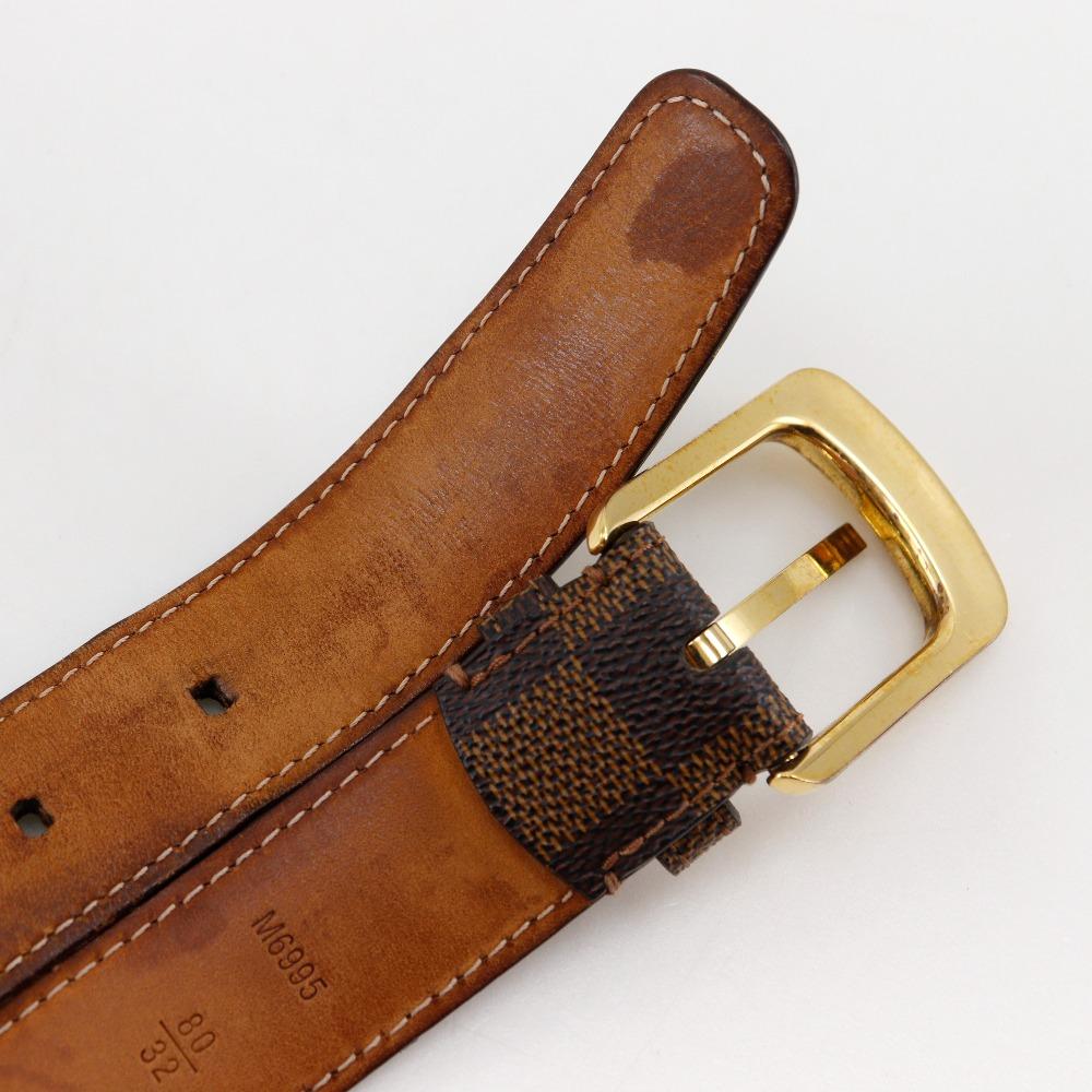 LOUIS VUITTON ceinture ellipse belt M6995 Brown Damier canvas mens Used