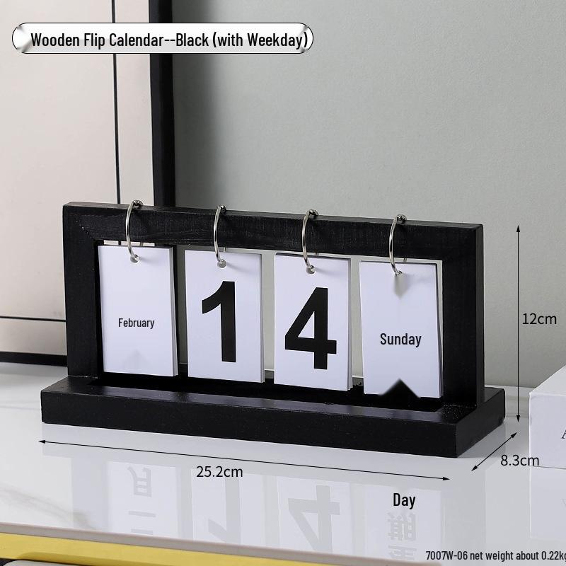 Perpetual Wooden Flip Calendar: Home and Desk Decor