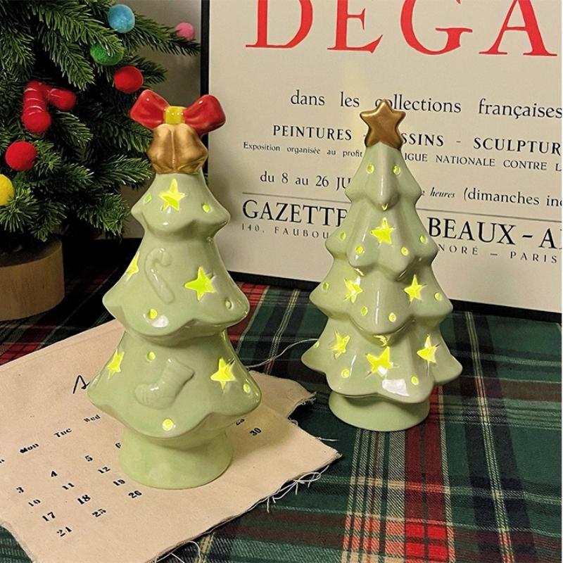 Graduation Gift Christmas Tree Night Light Practical Desktop Ceramic Ornament for Girls' Birthdays As A Gift