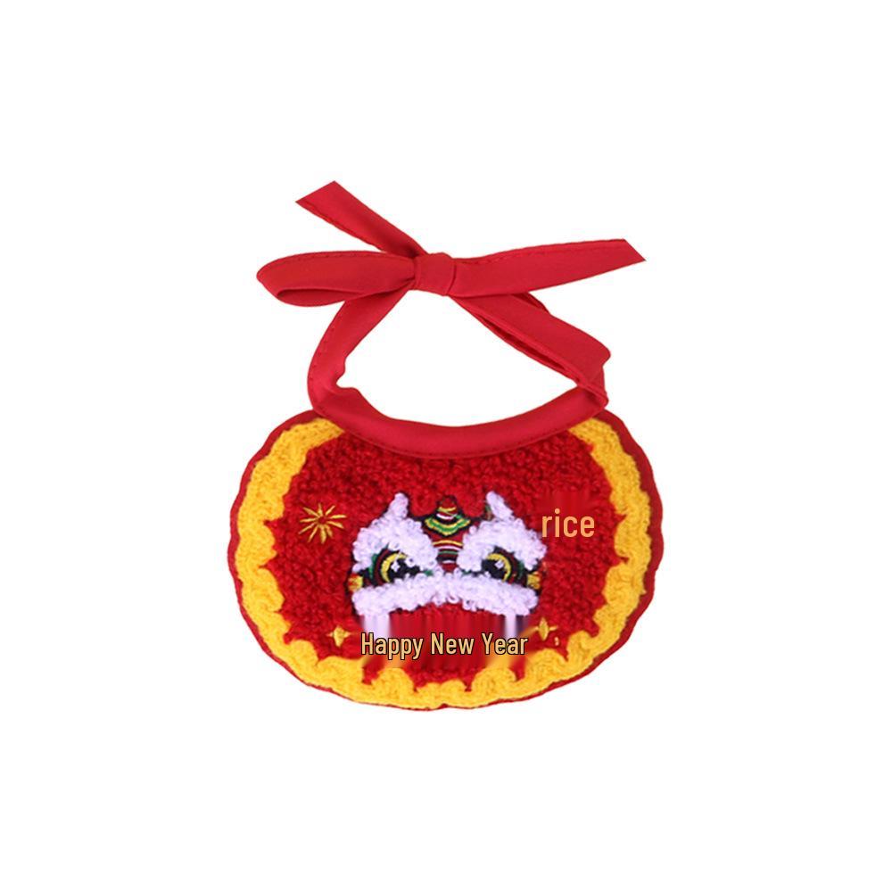 New Year Festive Pet Bib Scarf for Dogs & Cats - Spring Festival Lion Design