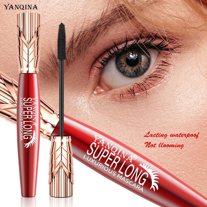 Mascara YANQINA 4D Mascara nero per ciglia lunghe impermeabili in fibra di seta