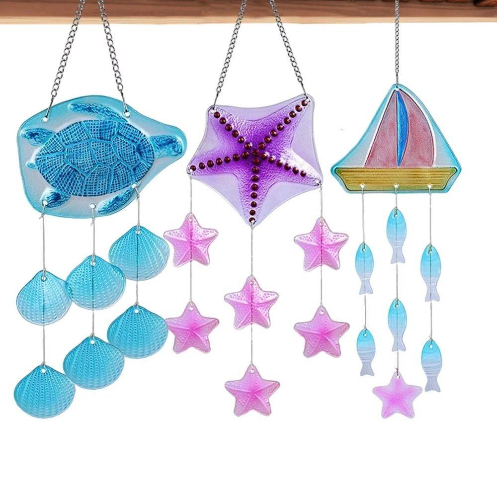 Colorful Wind Chime Creative Starfish Turtle Hangings Yard Ornaments Hanging Pendant  Backyard