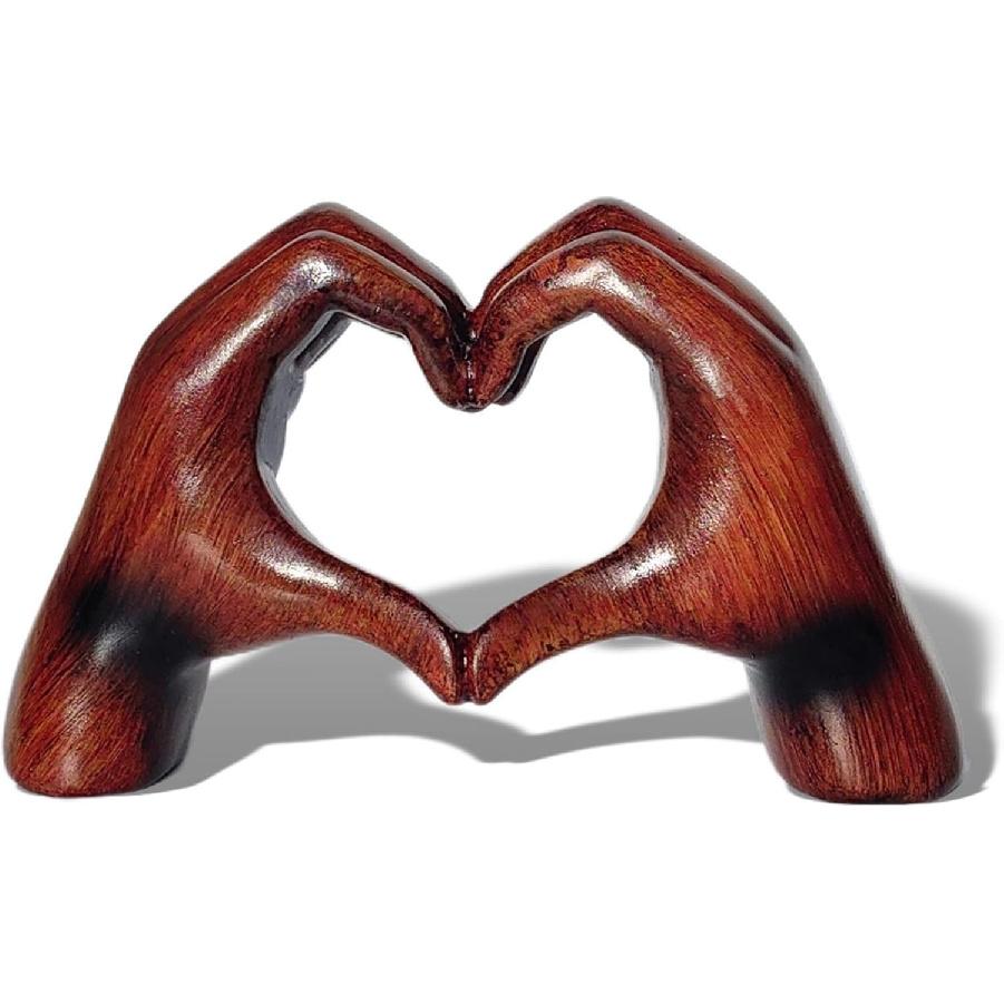 

Heart Shaped Statue, Love Hand Statue, Wood Grain Decorated Heart, Resin Heart Hands Brown Decor for Wedding Room Decor, Living Room, Bedroom
