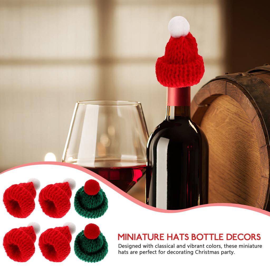 24Pcs Mini Christmas Hats Miniature Hats for Wine Bottle Decor Christmas Tree Ornament DIY Craft Supplies Festive Party