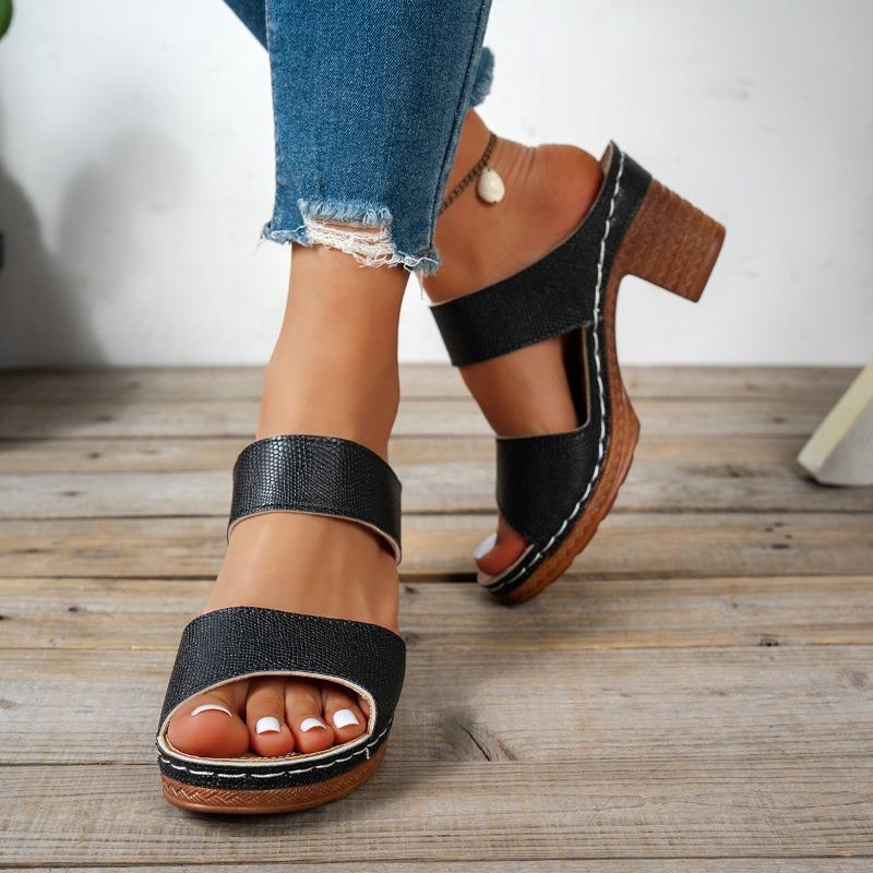 Women's Summer Wedge Open-Toe Slide Sandals, Breathable High-Heel Versatile Casual Footwear, Available In Large Sizes.
