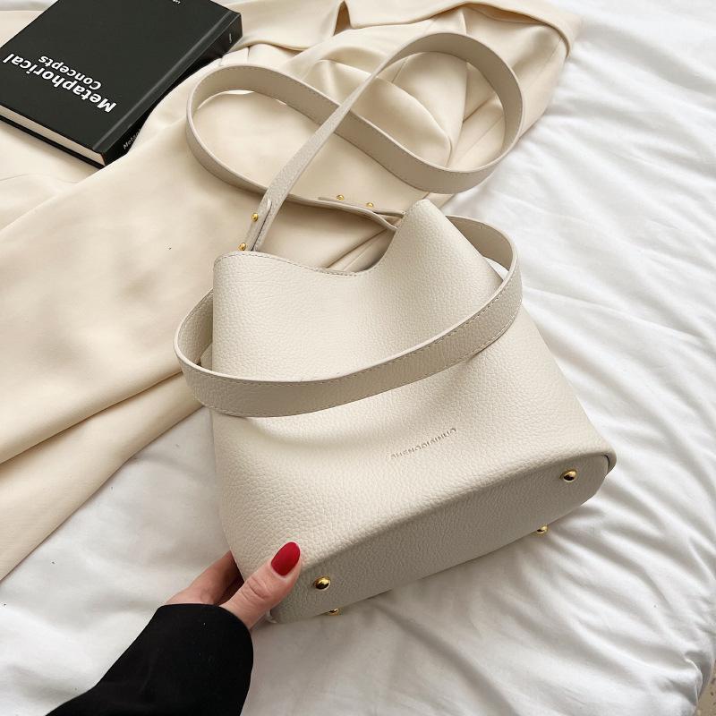 Bucket Bag Commuter Messenger High-End Bag Women'S Fashion Simple Soft Leather Single Shoulder Child And Mother Bag