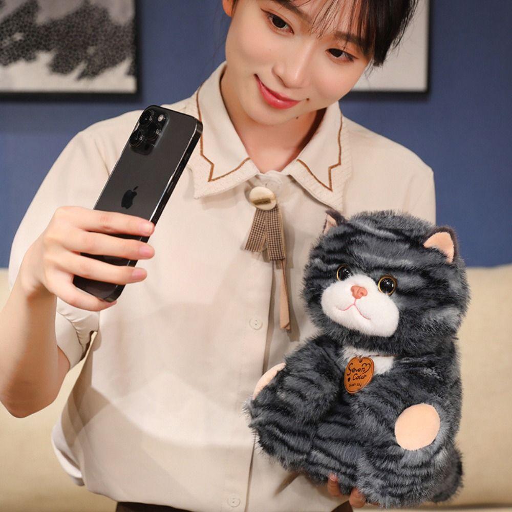 Stuffed Doll Simulation Cat Plush Toys Fluffy Animal Cartoon Kitty Dolls  Kids Birthday Christmas