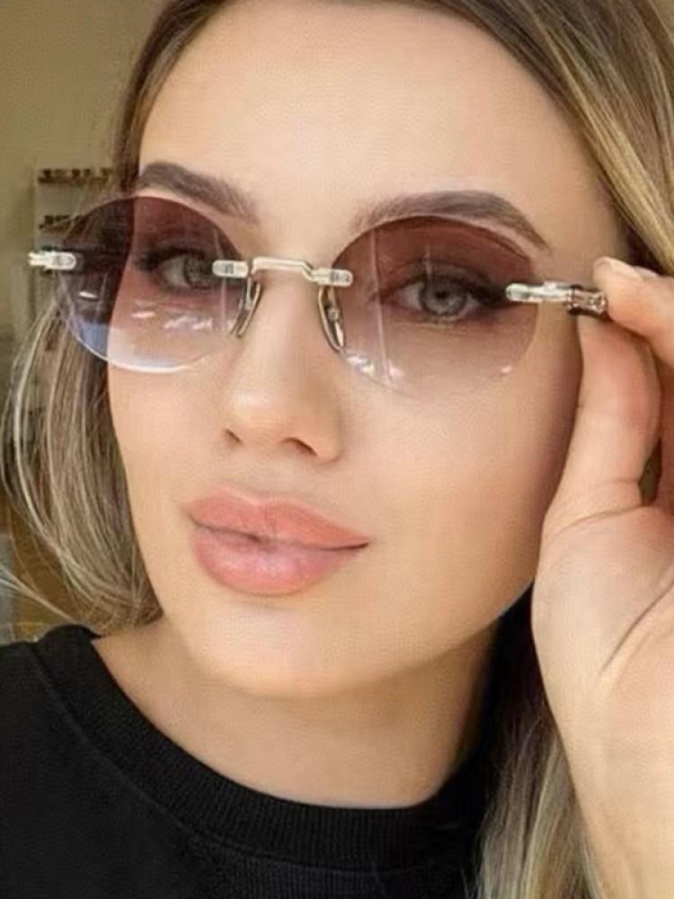 Retro Rimless Sunglasses Women Men Wooden Vintage Pattern Luxury Brand Sun Glasses Fashion Shades Female UV400 Travel Outdoor