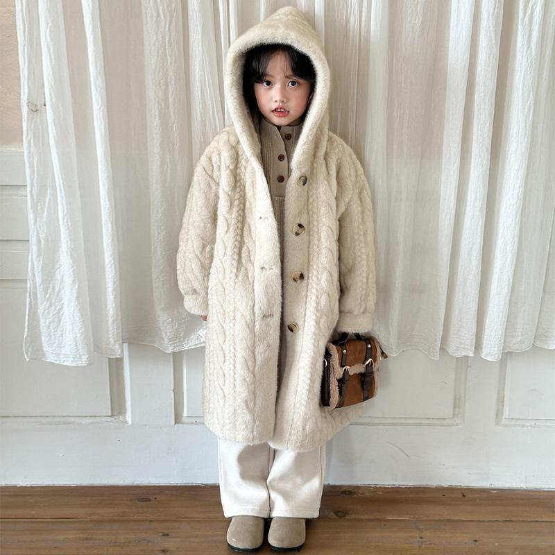 Dívčí kožich Dětský zahuštěný norkový sametový ekologický kožich Dětský zimní kabát