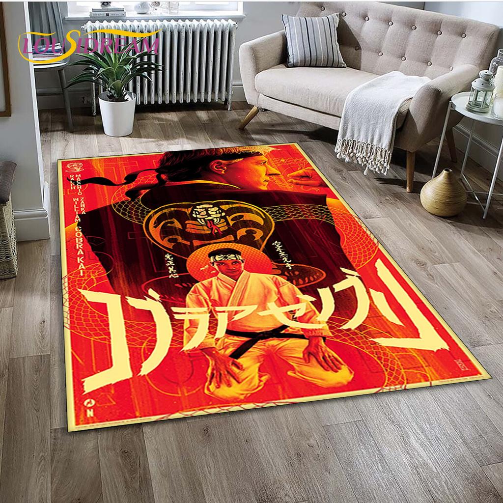 Dywan TV Karate Cobra Kai Amanda Duży, Dywan do Salonu Sypialni Sofa Mata pod Drzwi Dekoracja, Mata Podłogowa Antypoślizgowa do Zabawy dla Dzieci