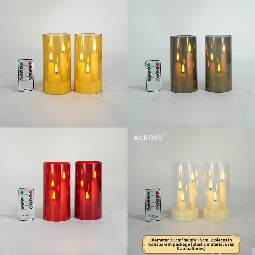 Led Acrylic Candle Set With Remote Control For Wedding Party Event Decor