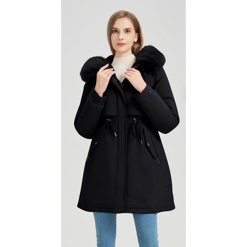 Winter New Style Waist Slimming Plus Velvet Thickened Pie Jacket with Sleeves Removable Cotton Coat for Women